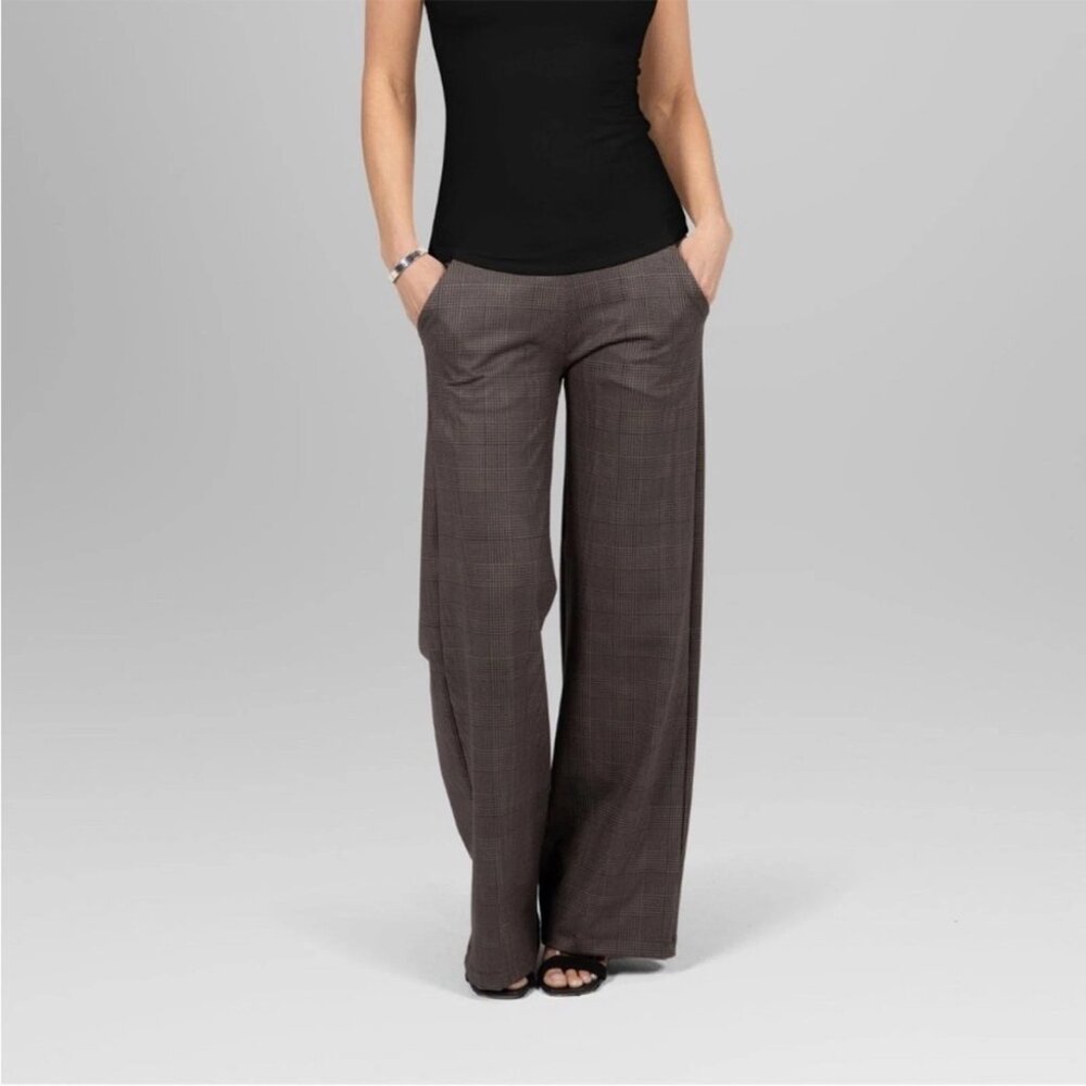 KiraGrace Nina Houndstooth Straight Leg Pull On Pants Ponte Women's Size Small S